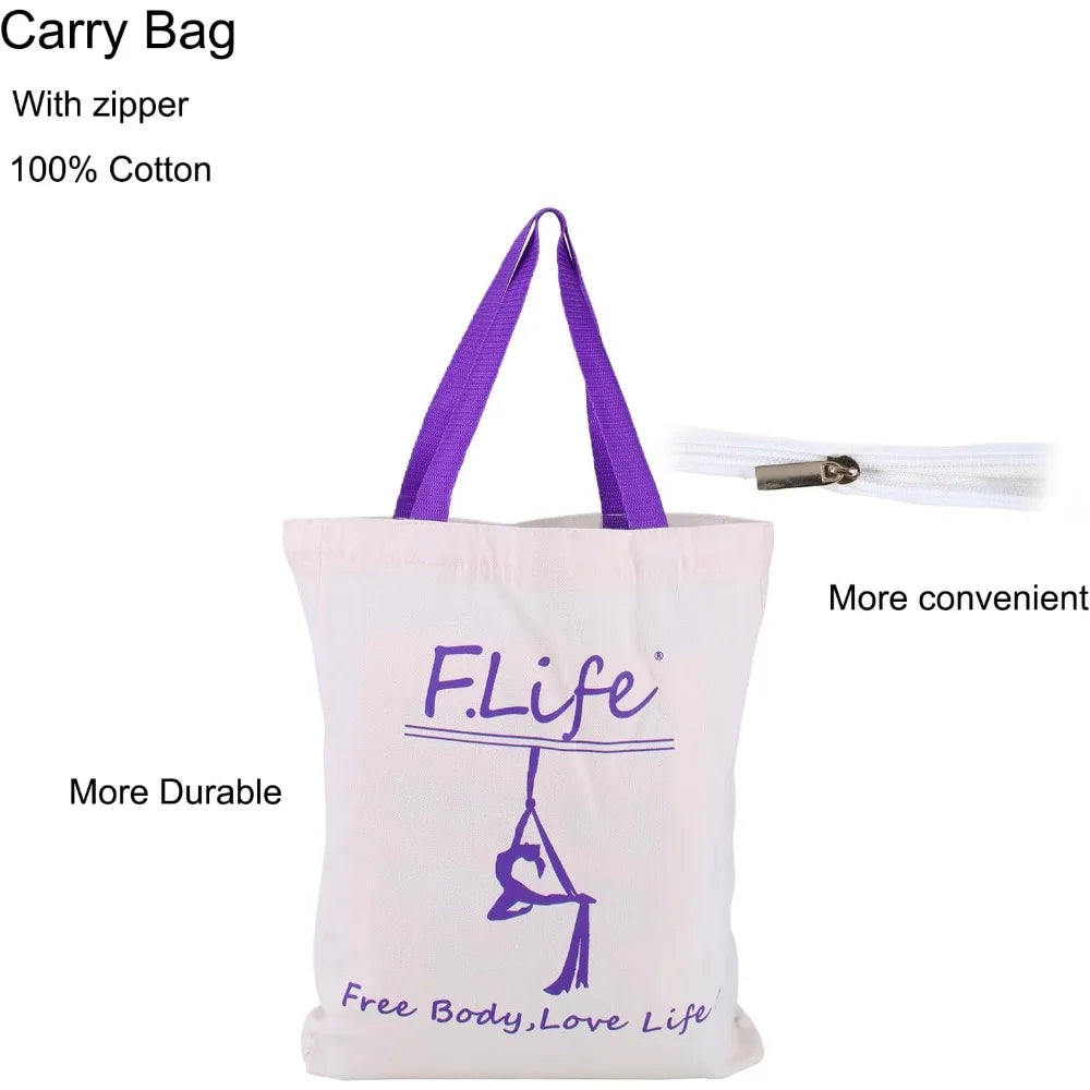 F.Life Aerial Yoga Hammock 6.5 yards Premium Aerial Sling Silk Fabric Yoga Swing for Antigravity Inversion Include Daisy Chain