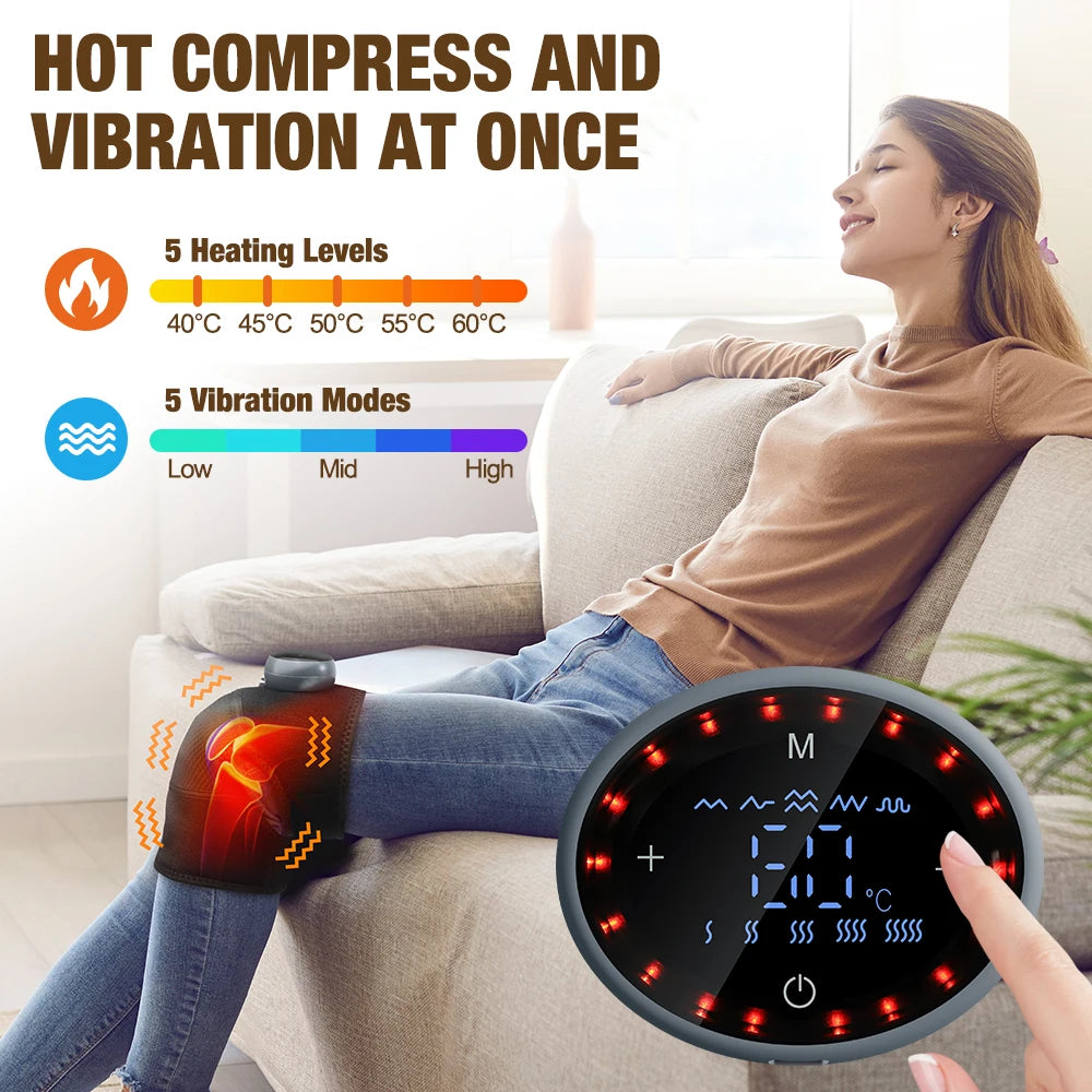 Electric Heated Vibration Knee Massage Pad Massager Shoulder Elbow Hot Compress Thermal Protect Joint Brace Muscle Relaxation