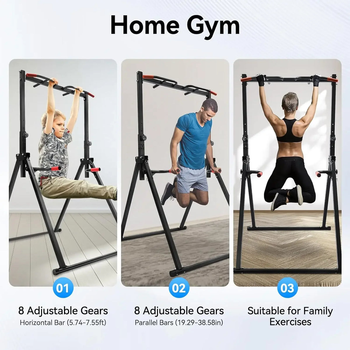 Power Tower Pull Up Bar Dip Station For Home Gymnasium