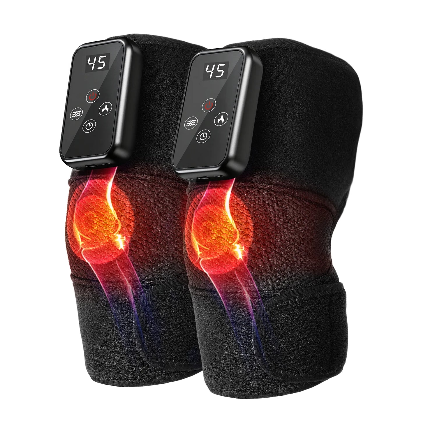 1Pc/2Pcs Heated Knee Massager, 3-in-1 Heated Knee, Elbow, and Shoulder Wrap, Vibrating Knee Heating Pad, 3 Adjustable Vibration and Heating Modes, Heating Pad for Knee, Elbow, Shoulder, and Leg Relaxation (Dual-Use Device)