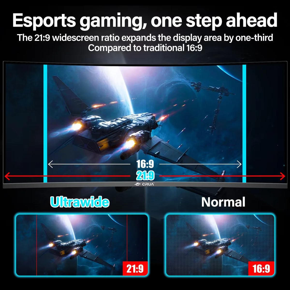 CRUA Ultrawide Gaming Monitor 3440x1440 144Hz VA Panel