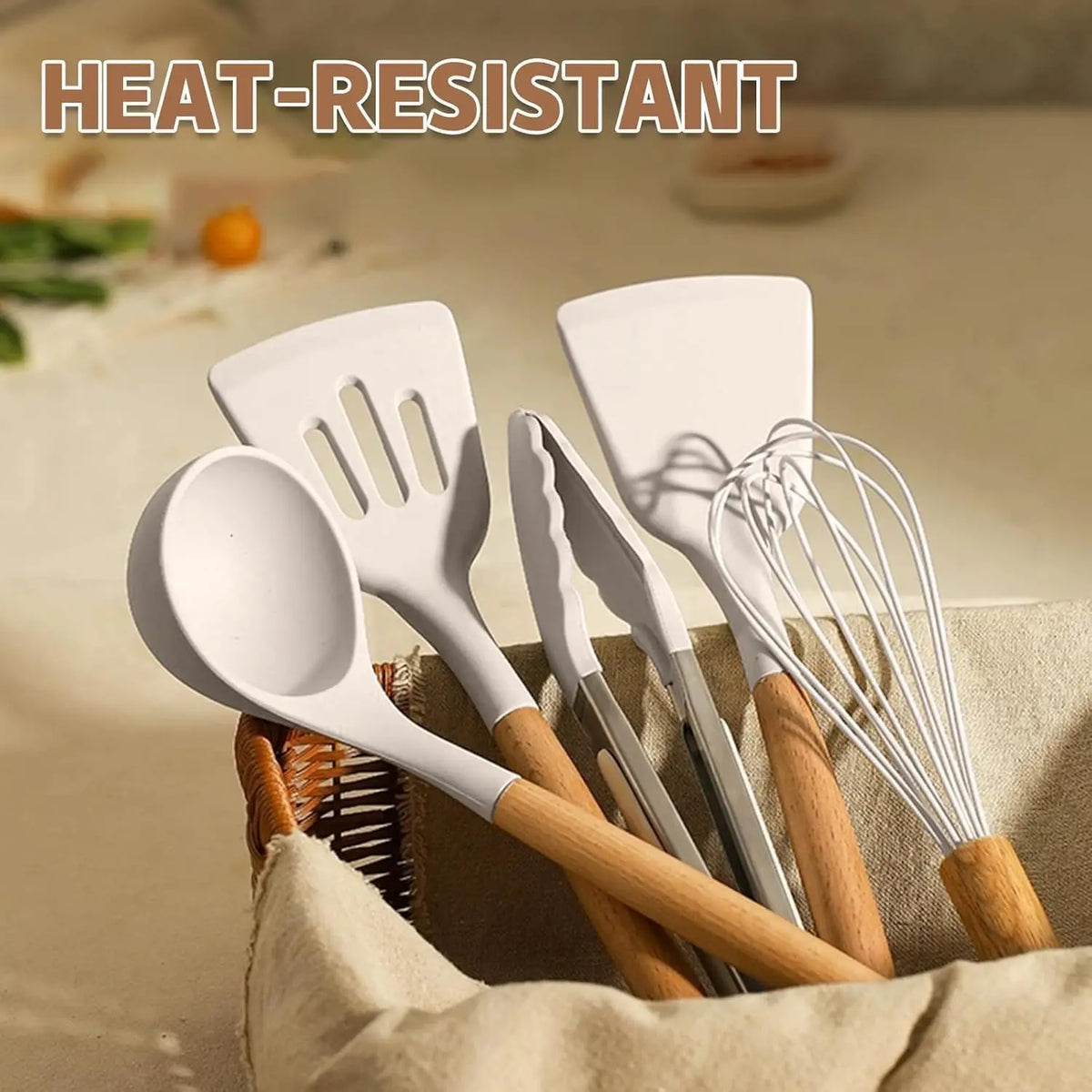 33 Pcs Non-Stick Silicone Kitchen Utensils Set With Wooden Handle
