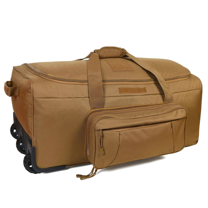 LQARMY 124L Large Capacity Outdoor Travel Bag Waterproof Trolley Case