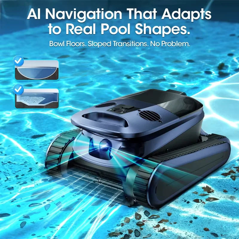 (2026 New) Seauto SAT 40 Robotic Pool Vacuum, Waterline Cleaning, AI Sonar Navigation, 240-Min Runtime, up to 3,200 Sq.ft