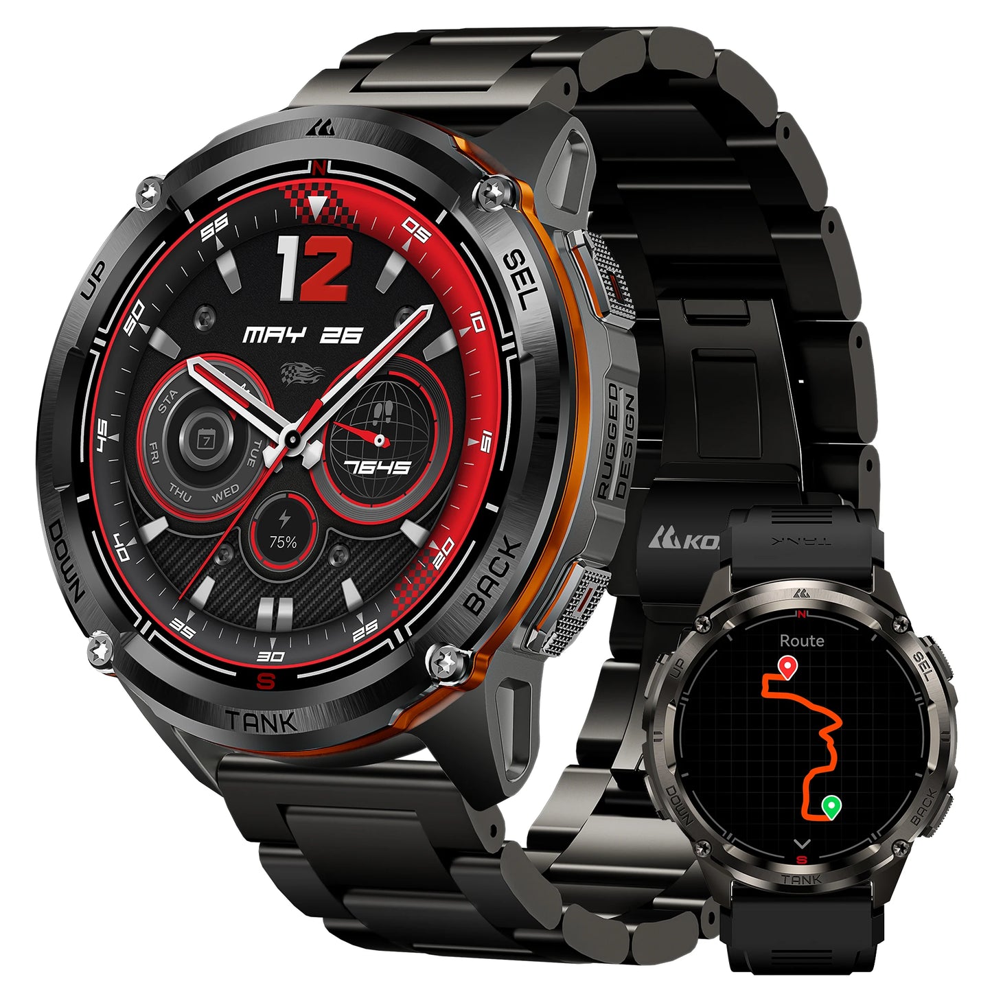 KOSPET TANK T3 Ultra 2 GPS Smart Watches Men Compass Altimeter Barometric 5ATM IP69K Waterproof AMOLED Bluetooth Call Mens Watch