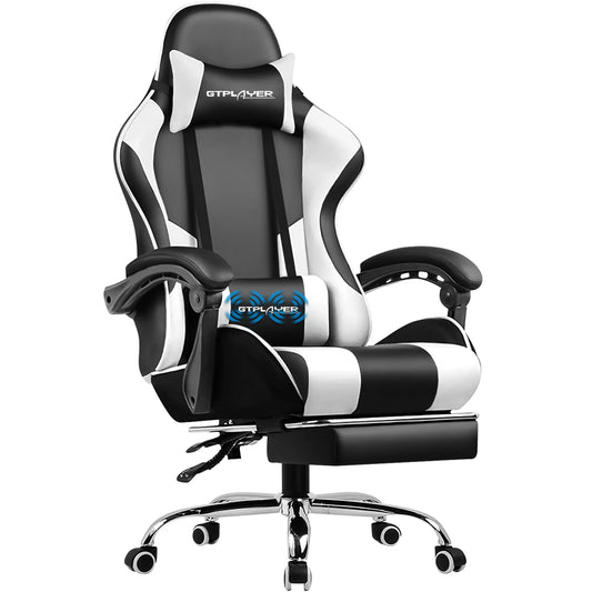 GTPLAYER Gaming Chair With Footrest Adjustable Lumbar Support Headrest