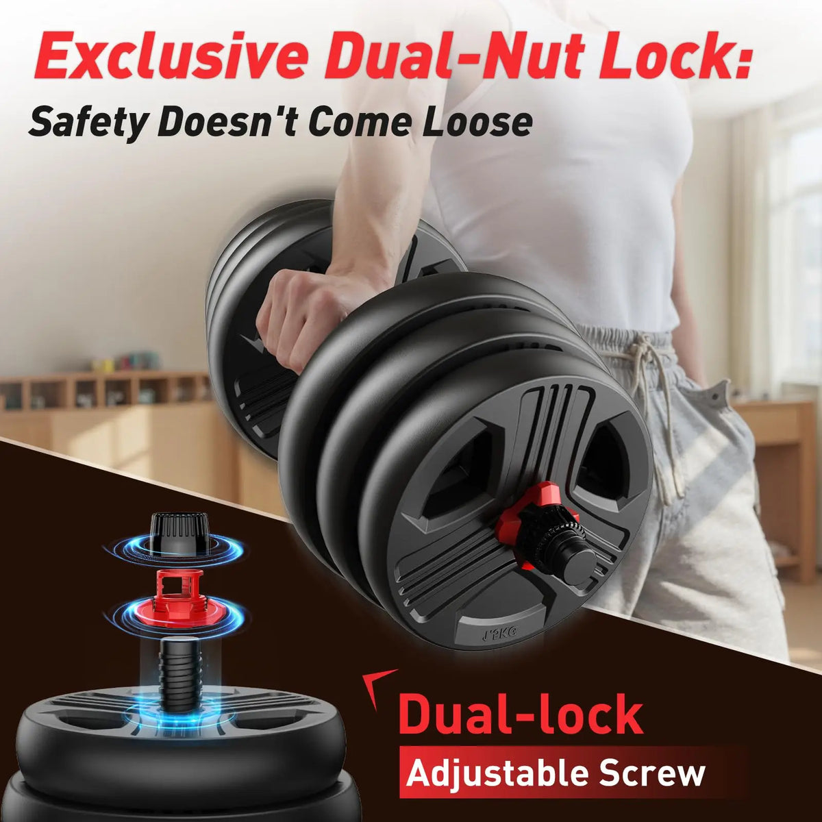 FED Fitness 5 In 1 Adjustable Dumbbell Set For Home