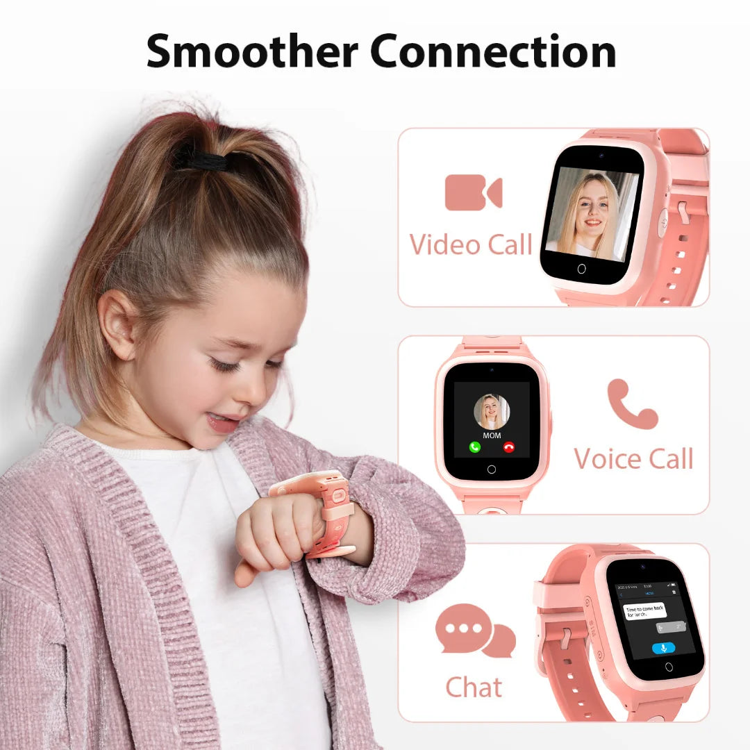 4G Kids Smartwatch GPS Watch Location Video Call Voice Chat Waterproof Kids Watch with SIM Card with 30-Day Free Unlimited Plan Best Gift for Child