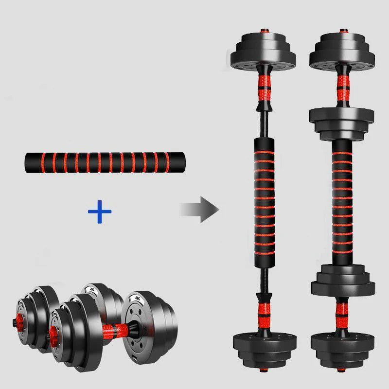 Adjustable Dumbbell To Barbell Set With Anti-Slip Grip Home Gym