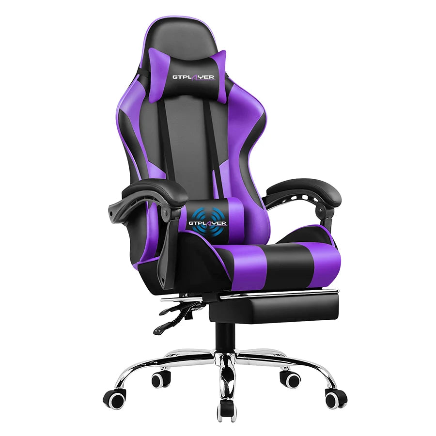 GTPLAYER Gaming Chair With Footrest Adjustable Lumbar Support Headrest