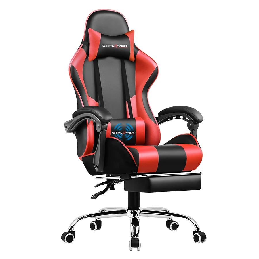 GTPLAYER Gaming Chair With Footrest Adjustable Lumbar Support Headrest