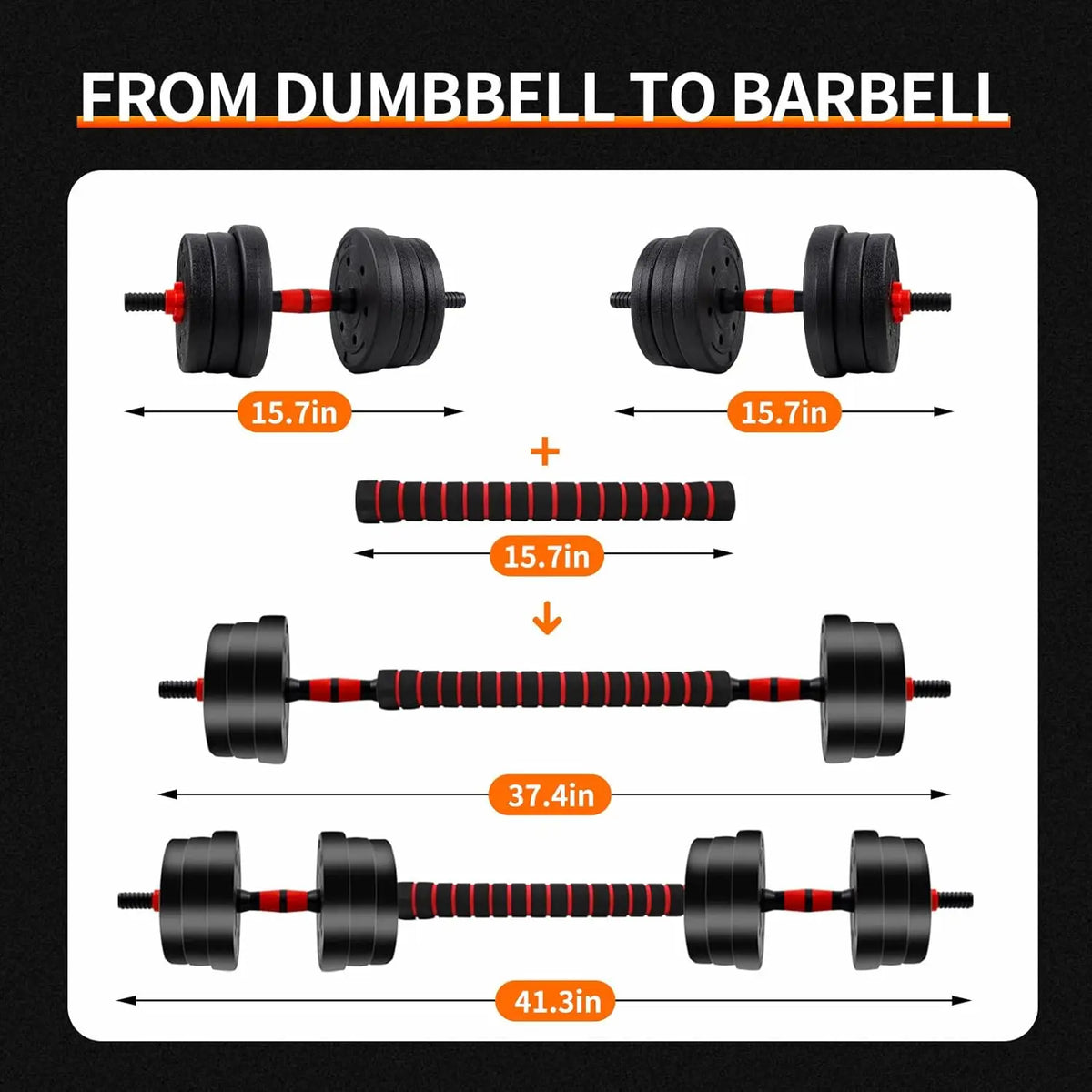 Adjustable Dumbbell To Barbell Set With Anti-Slip Grip Home Gym