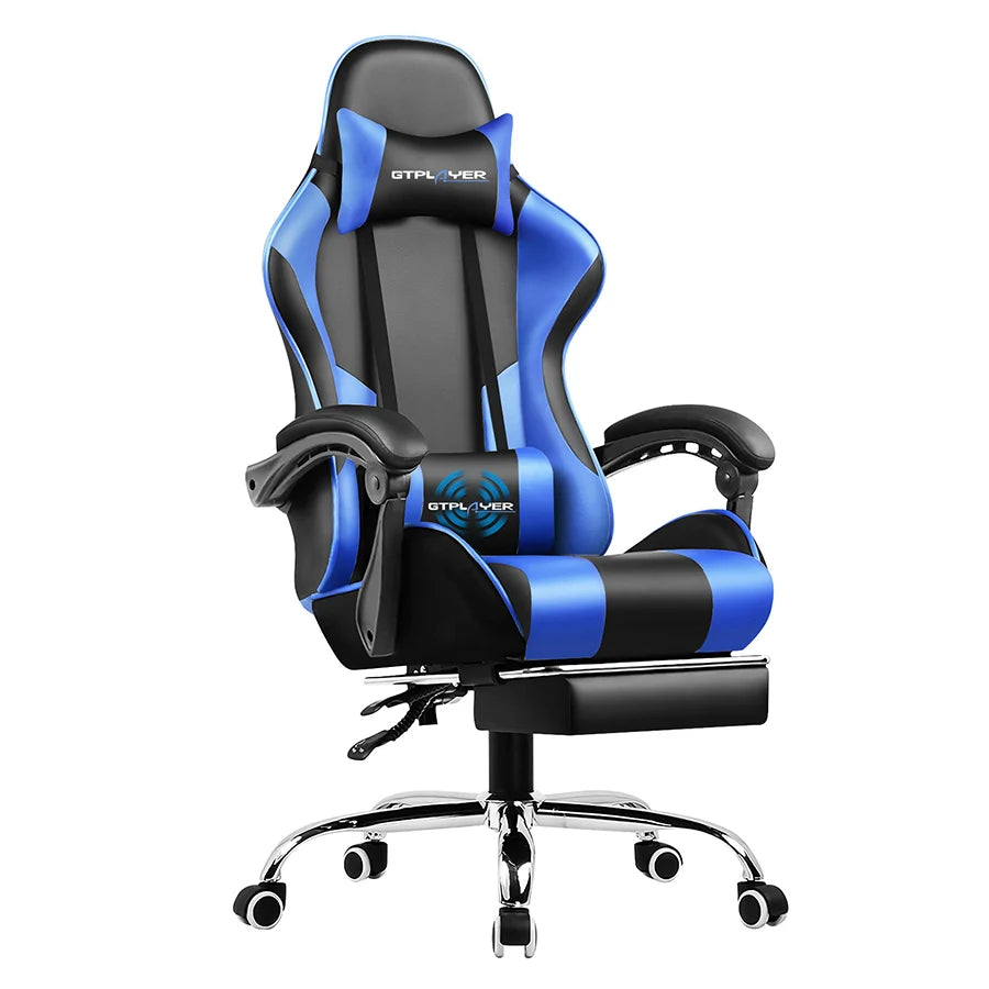 GTPLAYER Gaming Chair With Footrest Adjustable Lumbar Support Headrest