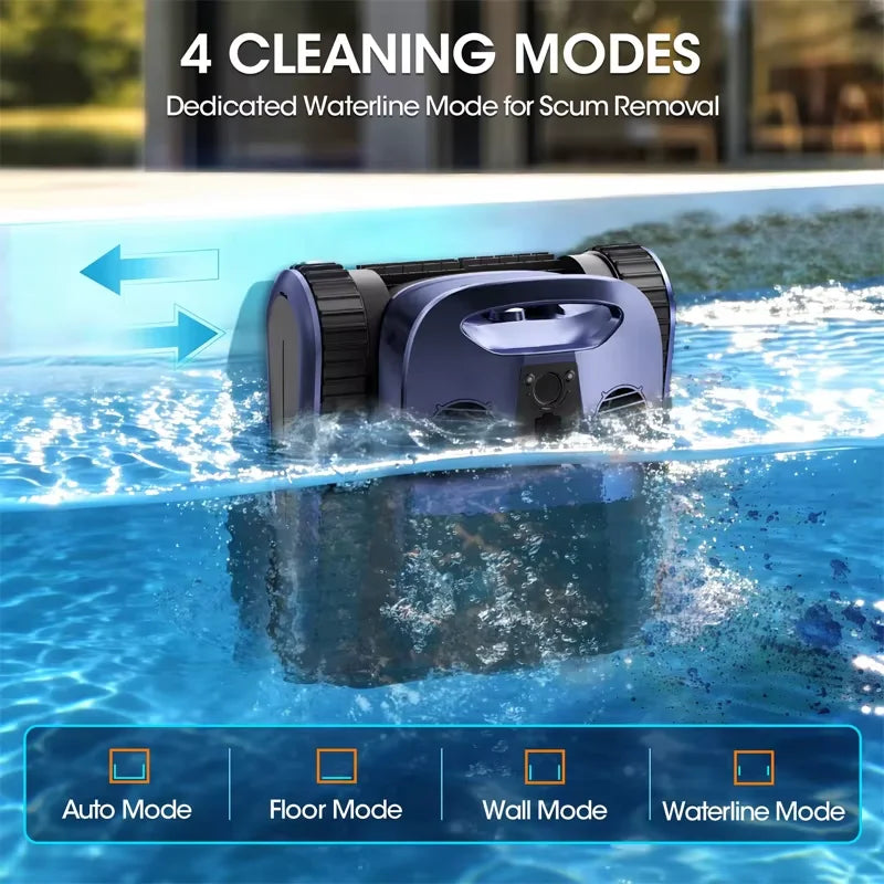 (2026 New) Seauto SAT 40 Robotic Pool Vacuum, Waterline Cleaning, AI Sonar Navigation, 240-Min Runtime, up to 3,200 Sq.ft