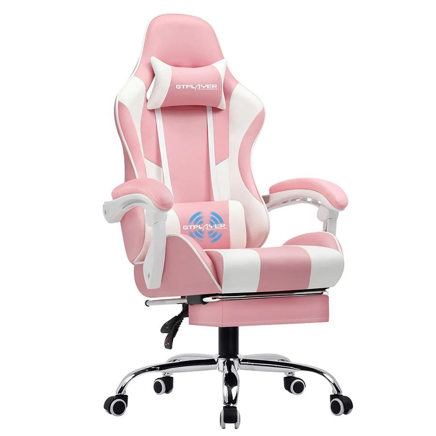GTPLAYER Gaming Chair With Footrest Adjustable Lumbar Support Headrest
