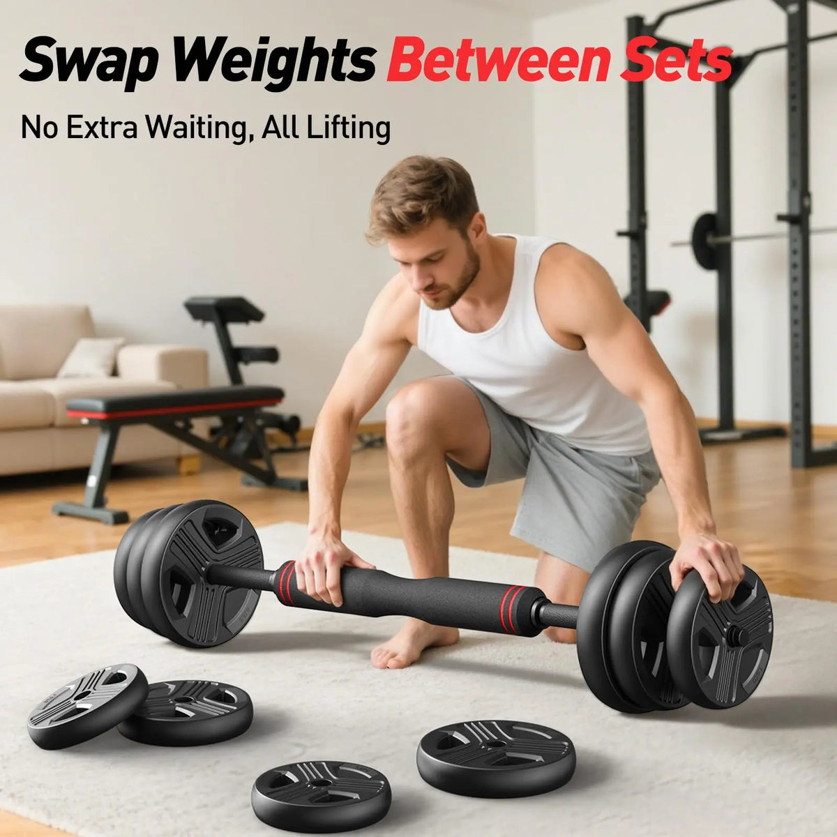 FED Fitness 5 In 1 Adjustable Dumbbell Set For Home