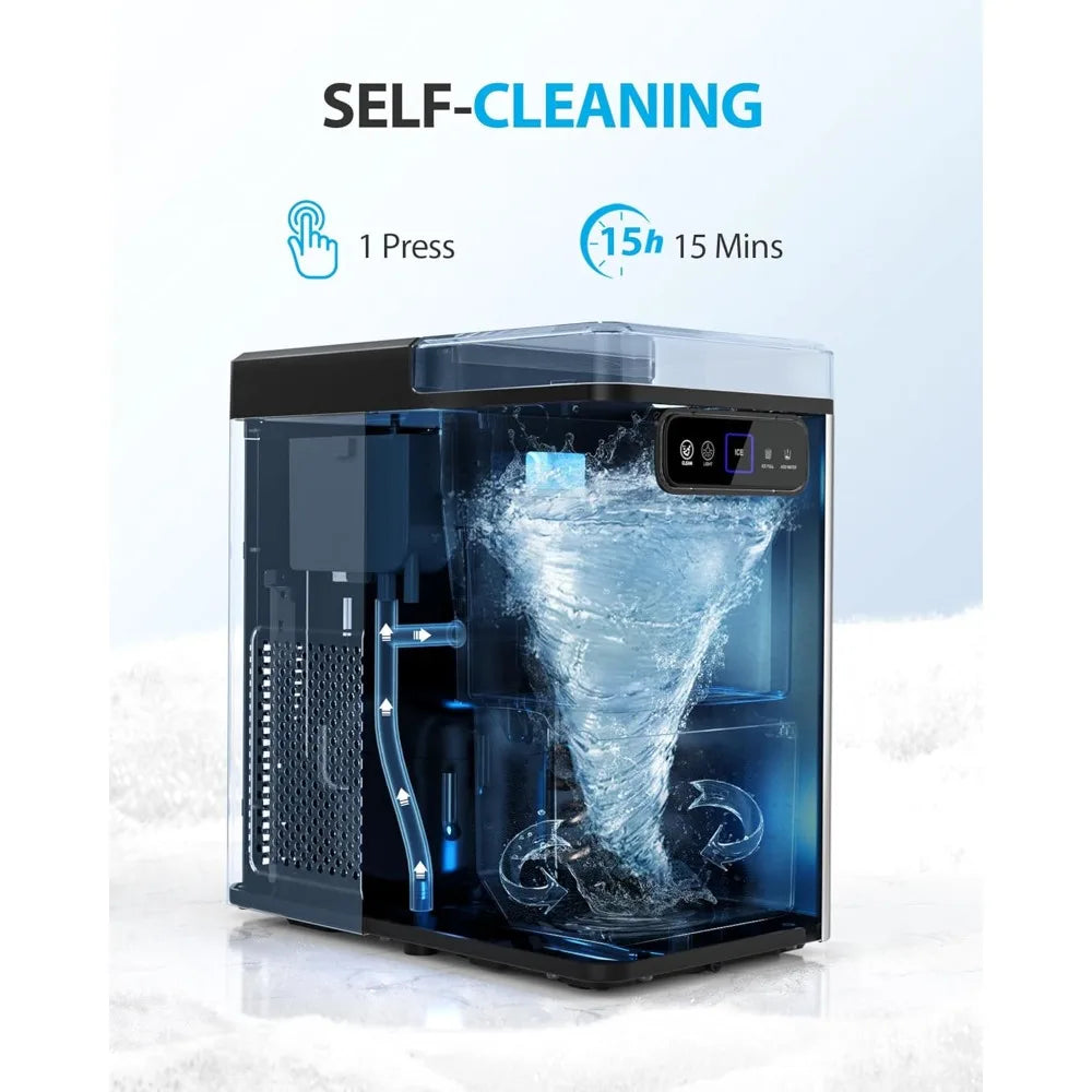 MOZHOU Nugget Ice Maker Countertop OneClick Operation Auto Cleaning Scoop