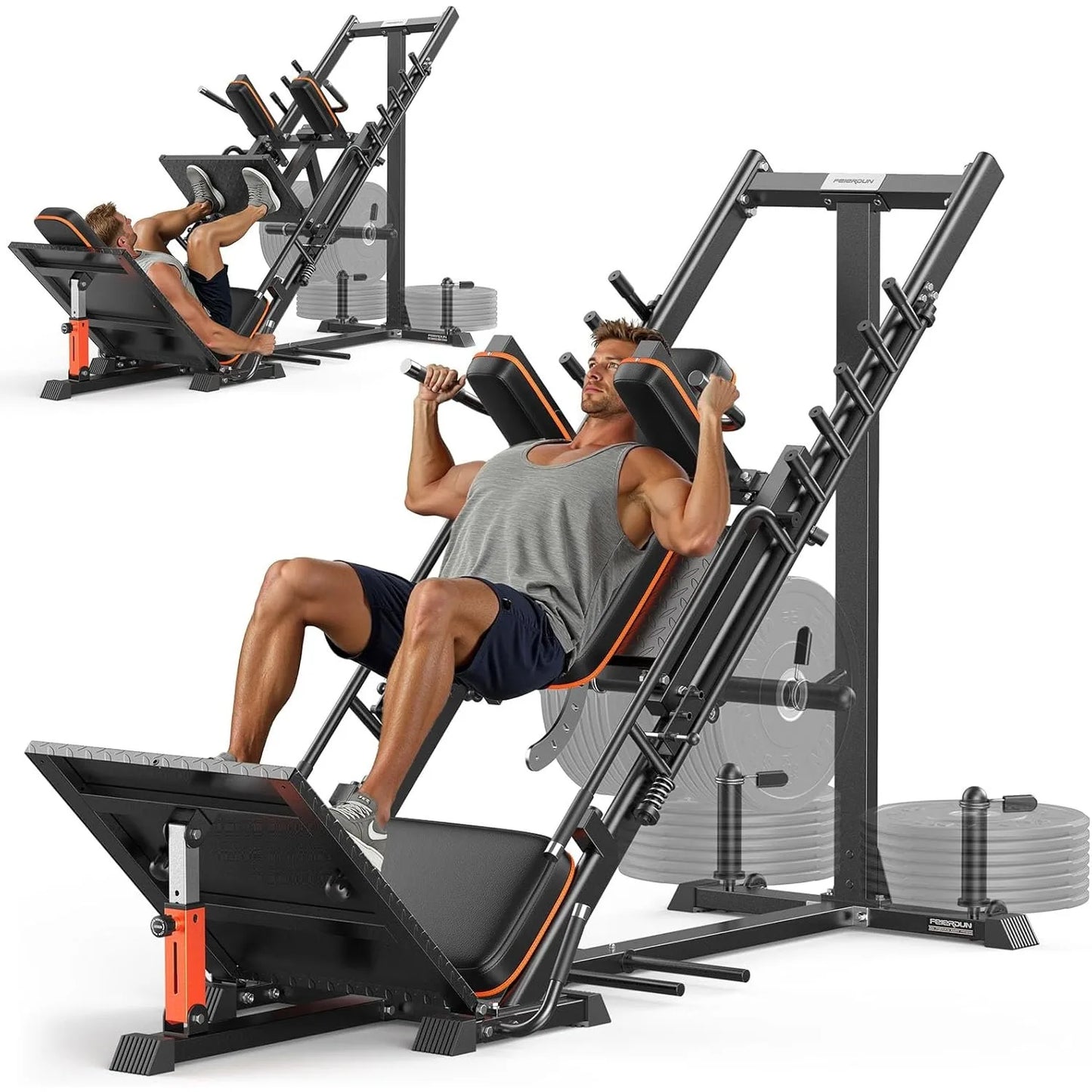FED Fitness 3in1 Leg Press Hack Squat Machine With Ultra Quiet Pulley System