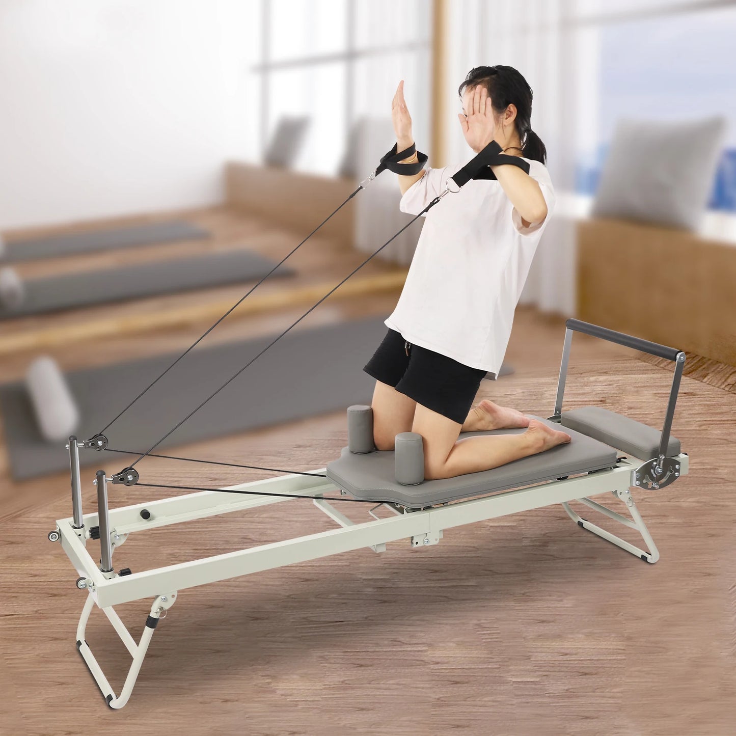 Pilates Reformer Foldable Machine For Home Use With Dual Resistance Springs
