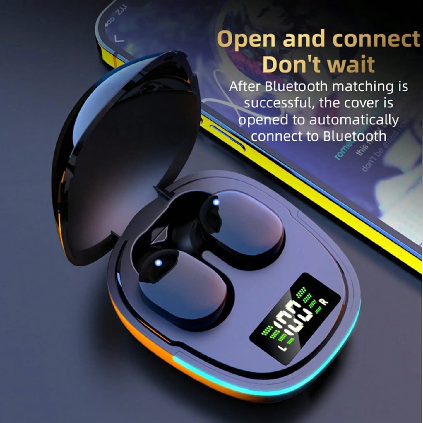 VIKEFON Wireless Gaming TWS Earbuds With LED Lights Low Latency