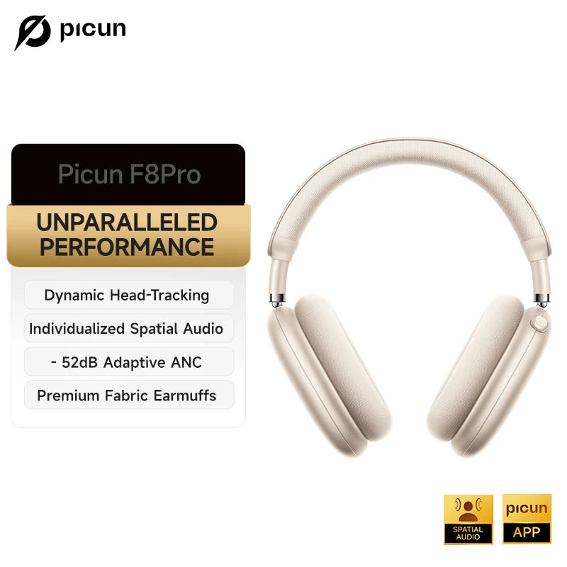 Picun F8 Pro ANC Wireless Headphones With 3D Spatial Audio Bluetooth 5.3
