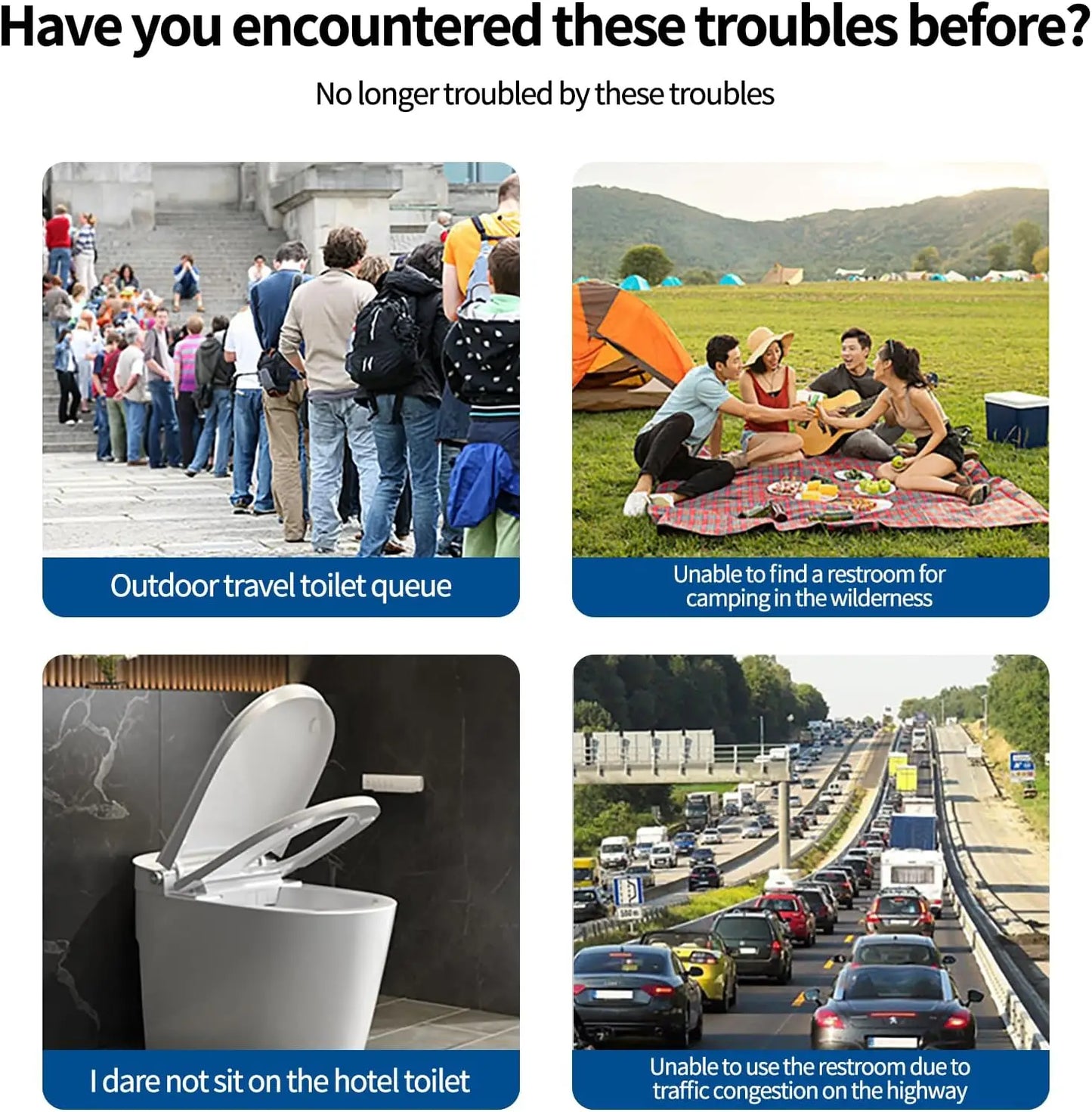 Lightweight Portable Toilet with PU Cushion for Camping Travel