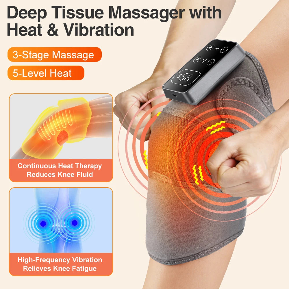 Electric Heated Vibration Knee Massage Pad Massager Shoulder Elbow Hot Compress Thermal Protect Joint Brace Muscle Relaxation