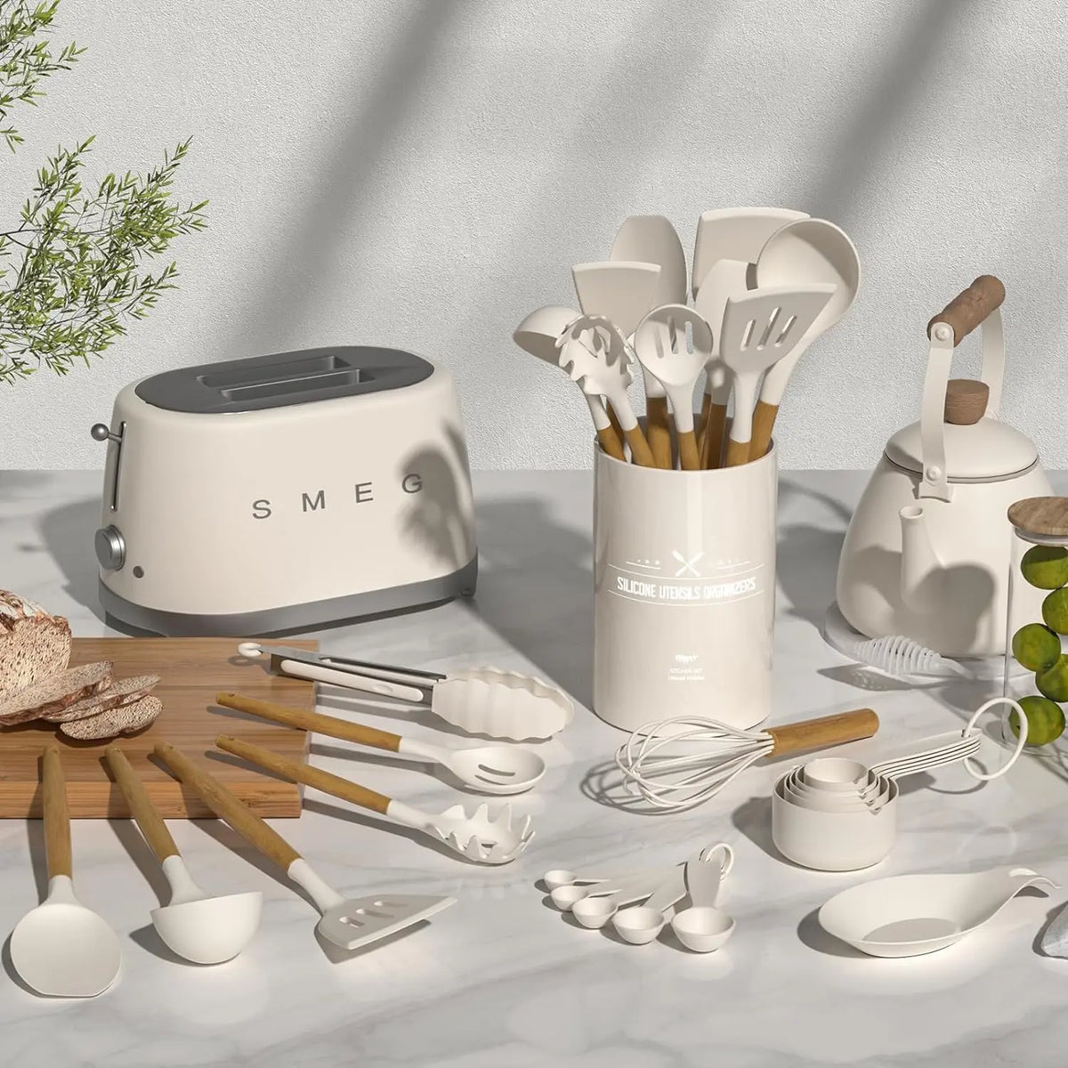 33 Pcs Non-Stick Silicone Kitchen Utensils Set With Wooden Handle