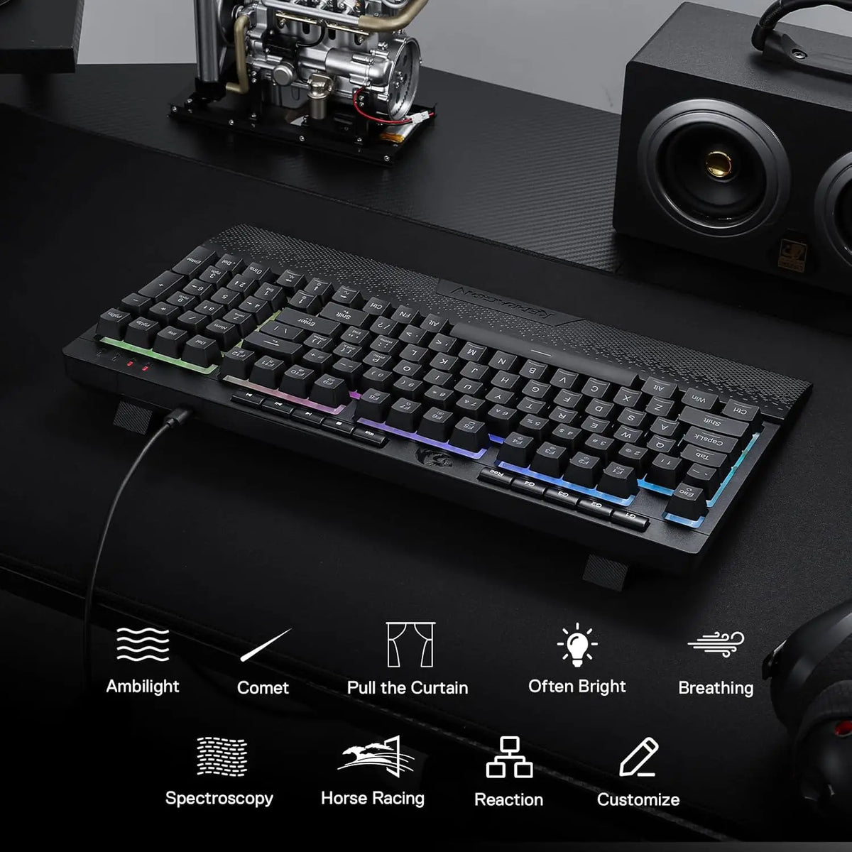 Redragon K515 Shiva RGB Keyboard 98 Keys Detachable Wrist Rest