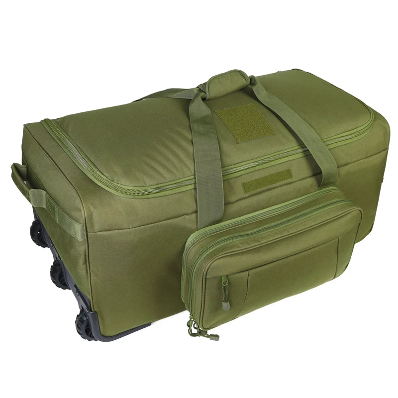 LQARMY 124L Large Capacity Outdoor Travel Bag Waterproof Trolley Case