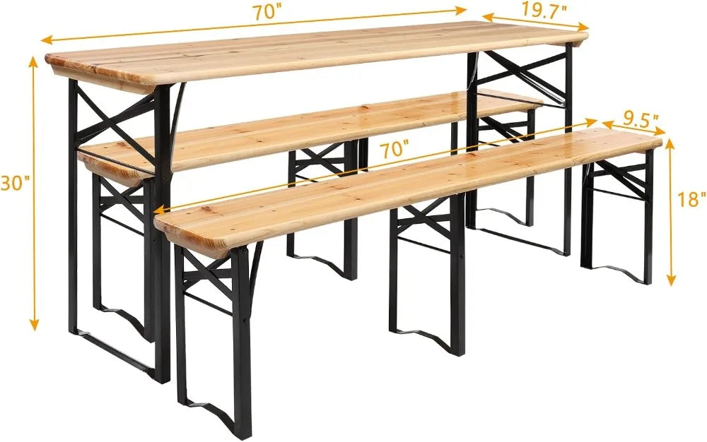 Folding Picnic Table With Benches Weather Resistant Wood Outdoors