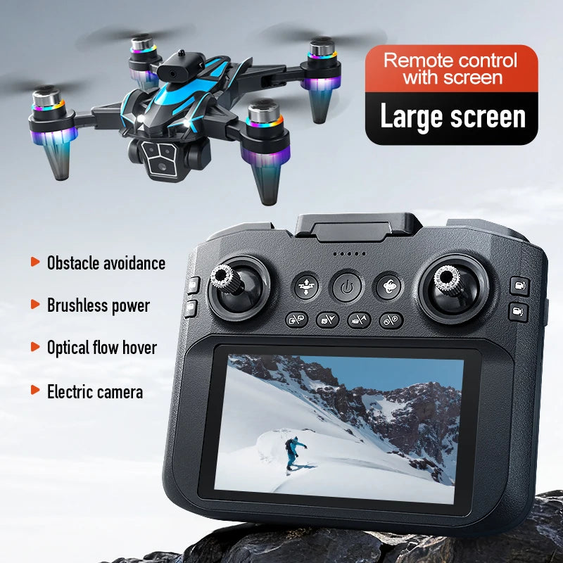 2026 Select - A Drone with a 4.3-Inch Screen for Real-Time Viewing, Brushless Anti-Wind Motor, Electrically Adjustable Three Cameras, 4K Recording and Photography, Essential for Outdoor Travel, Large-Screen Drone, Remote-Cont