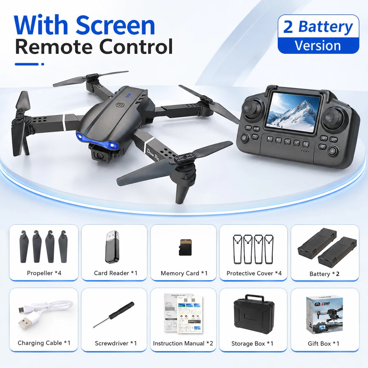 ZNLYRION RC Drone with Screen Remote Control 4K Dual Camera Optical Flow Positioning Obstacle Avoidance Foldable FPV WIFI APP Control One Key Return 360° Flip Quadcopter Toy for Beginners