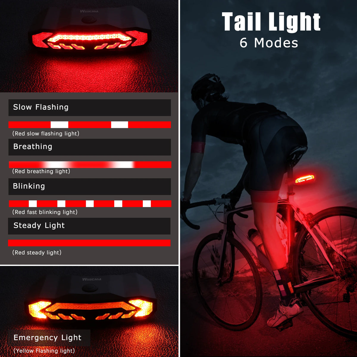 Smart Bike Taillight With Remote Alarm Rechargeable Waterproof Rear Lamp