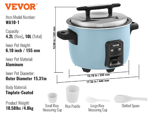 VEVOR Commercial Rice Cooker With Nonstick Inner Pot Keep Warm