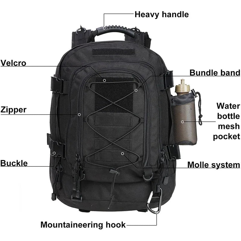 LQARMY Military Tactical Backpack Molle Assault Rucksack Outdoor Travel