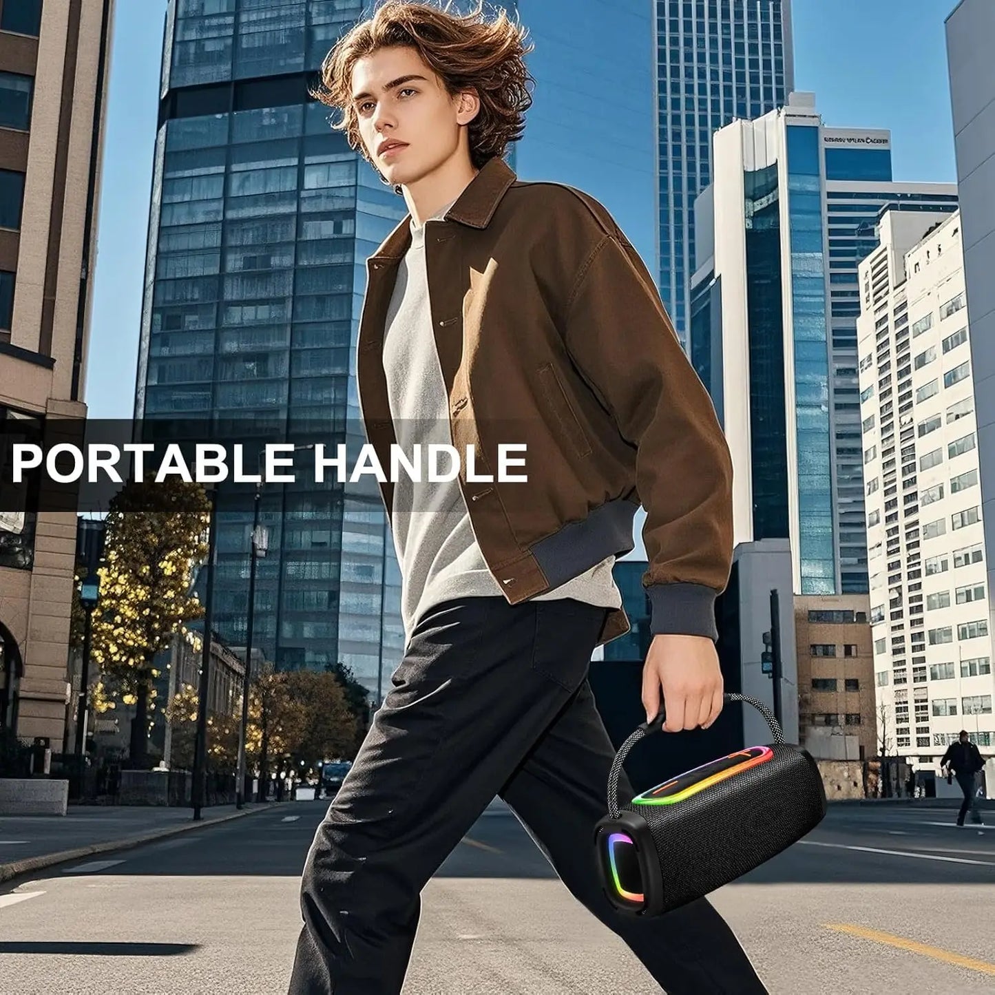 Nerunsa Portable Bluetooth Speaker With RGB Lights Waterproof Outdoor