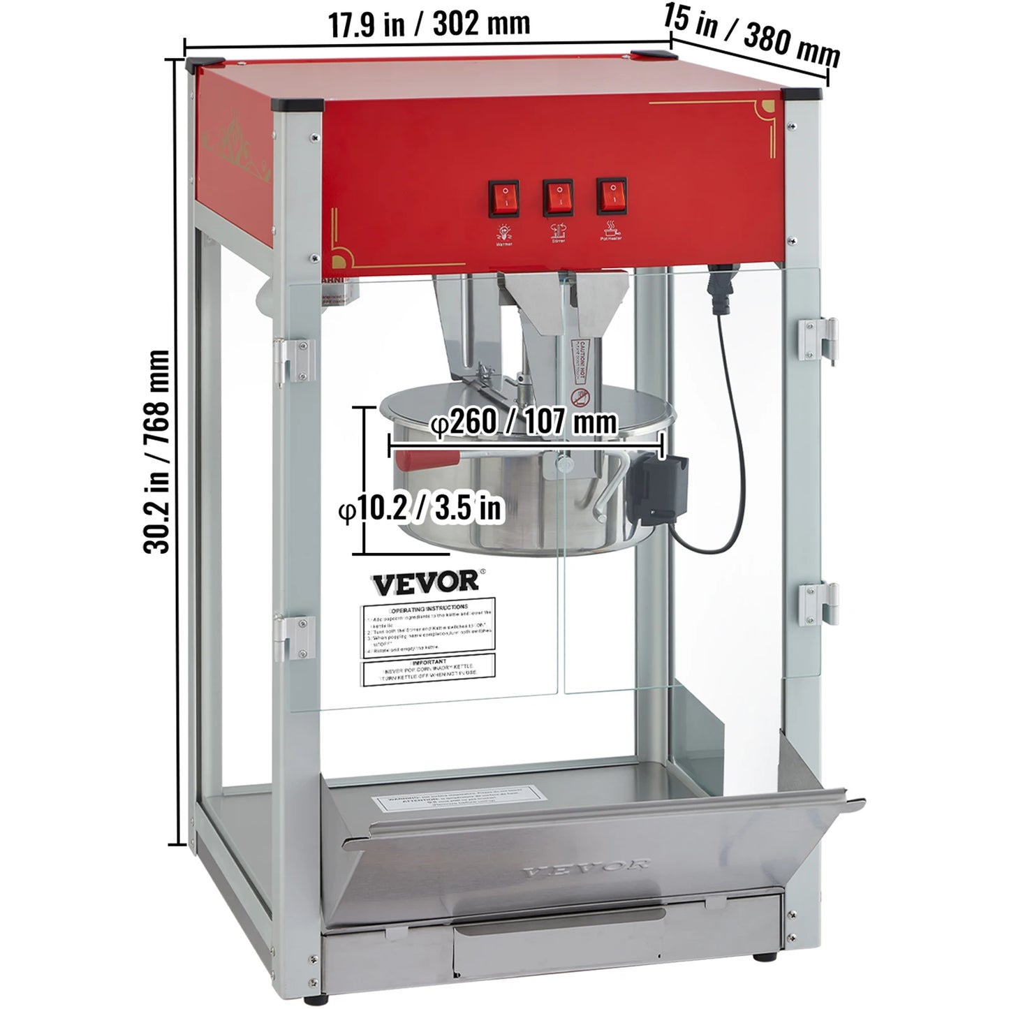 SucceBuy Electric Popcorn Maker Commercial Countertop Popper