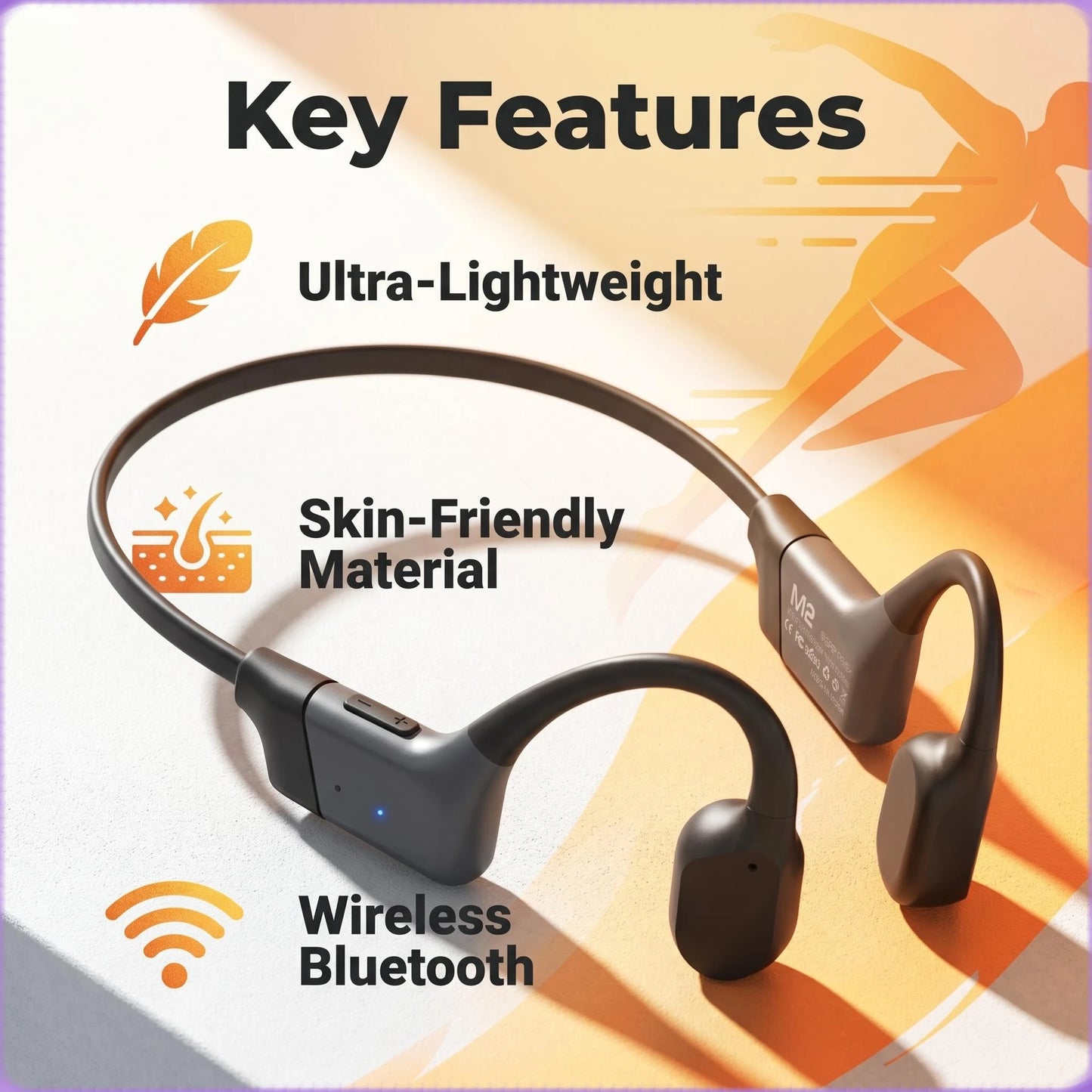 Open Ear Bone Conduction Bluetooth Earphones With 20 Hour Battery