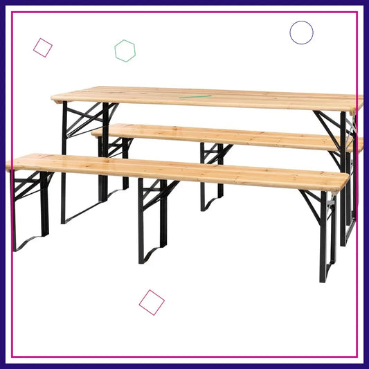 Folding Picnic Table With Benches Weather Resistant Wood Outdoors