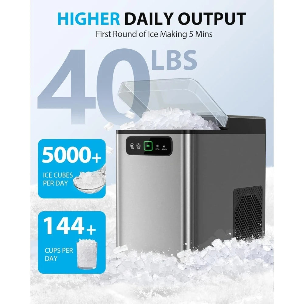 MOZHOU Nugget Ice Maker Countertop OneClick Operation Auto Cleaning Scoop