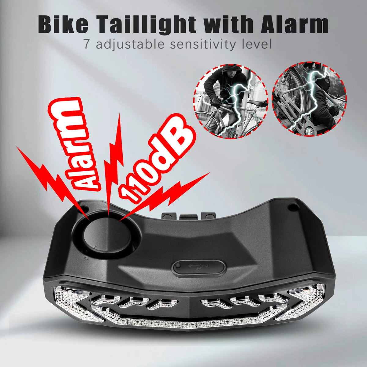 Smart Bike Taillight With Remote Alarm Rechargeable Waterproof Rear Lamp