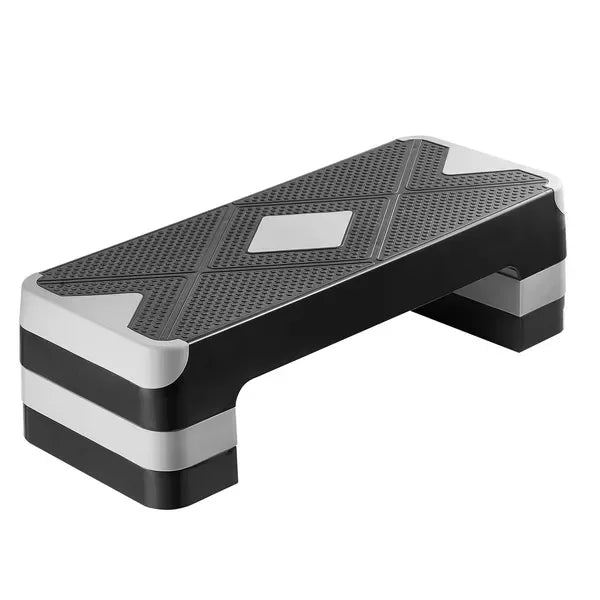 AeroExercise Step Platform, 28-Inch Adjustable Workout Stepper, Non-Slip Home Gym Cardio Trainer, Gray