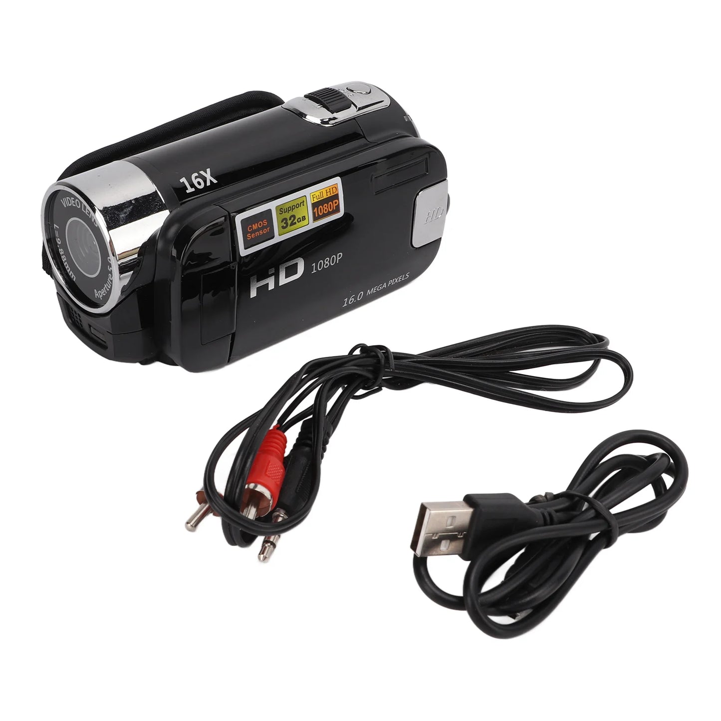 16X Zoom Digital Video Camcorder 270° Rotation Digital Camcorders 16MP Portable Full HD 1080P for Kids for Gifts for Family