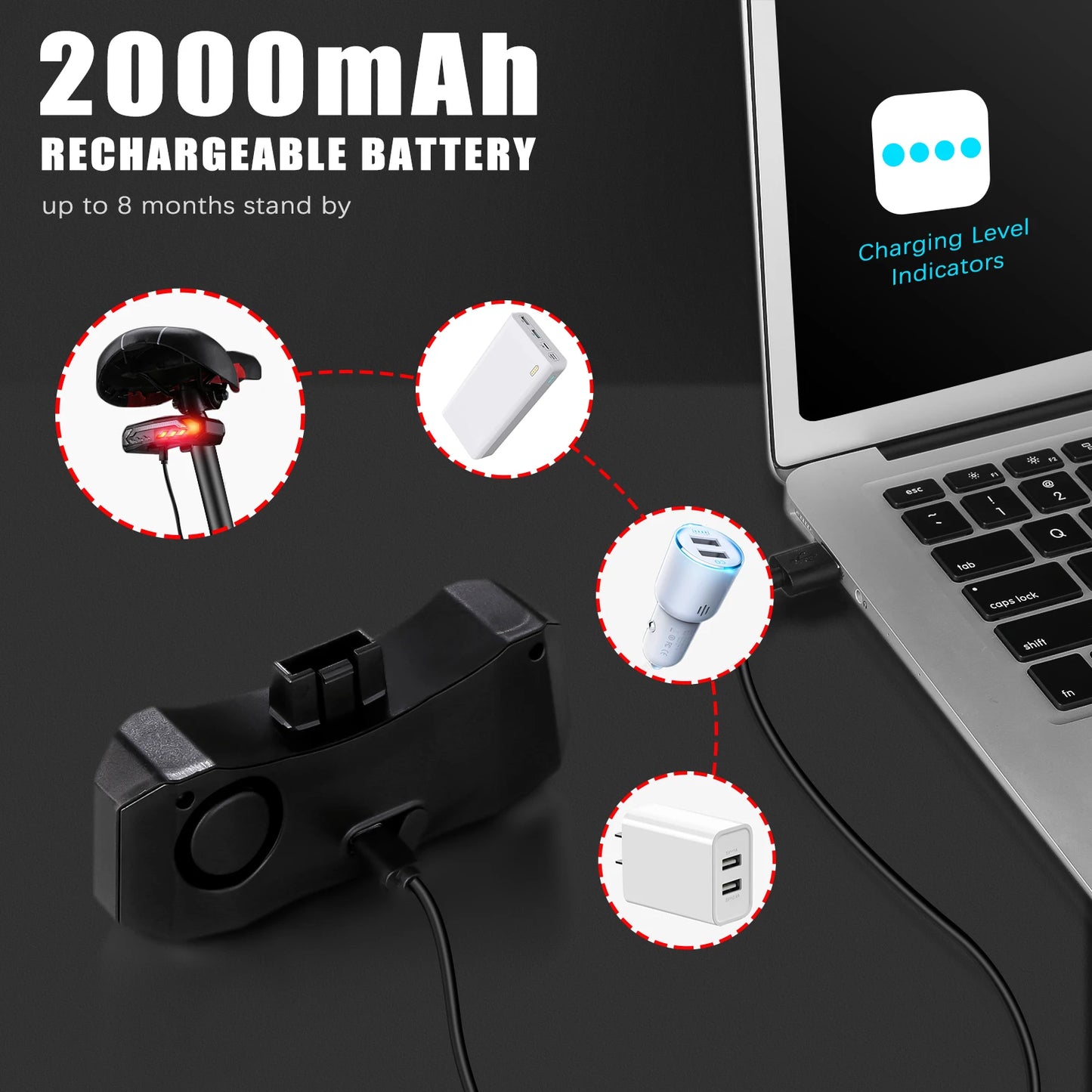 Smart Bike Taillight With Remote Alarm Rechargeable Waterproof Rear Lamp