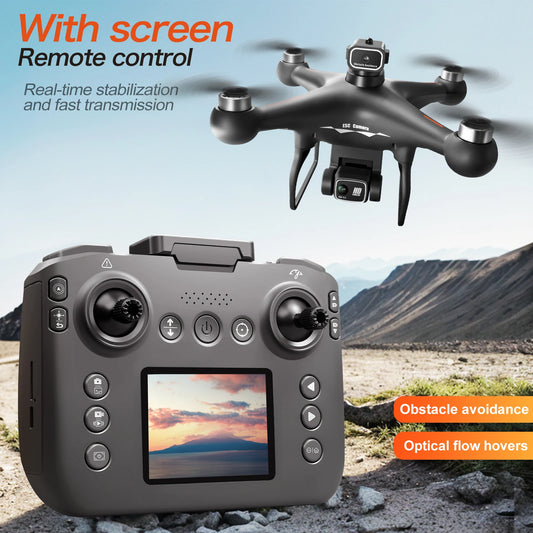 Drone Brushless Motor 2.4 Inch Screen Remote 360° Obstacle Avoidance 4K Electric Dual Camera Optical Flow Hover Real Time Transmission RC Drone