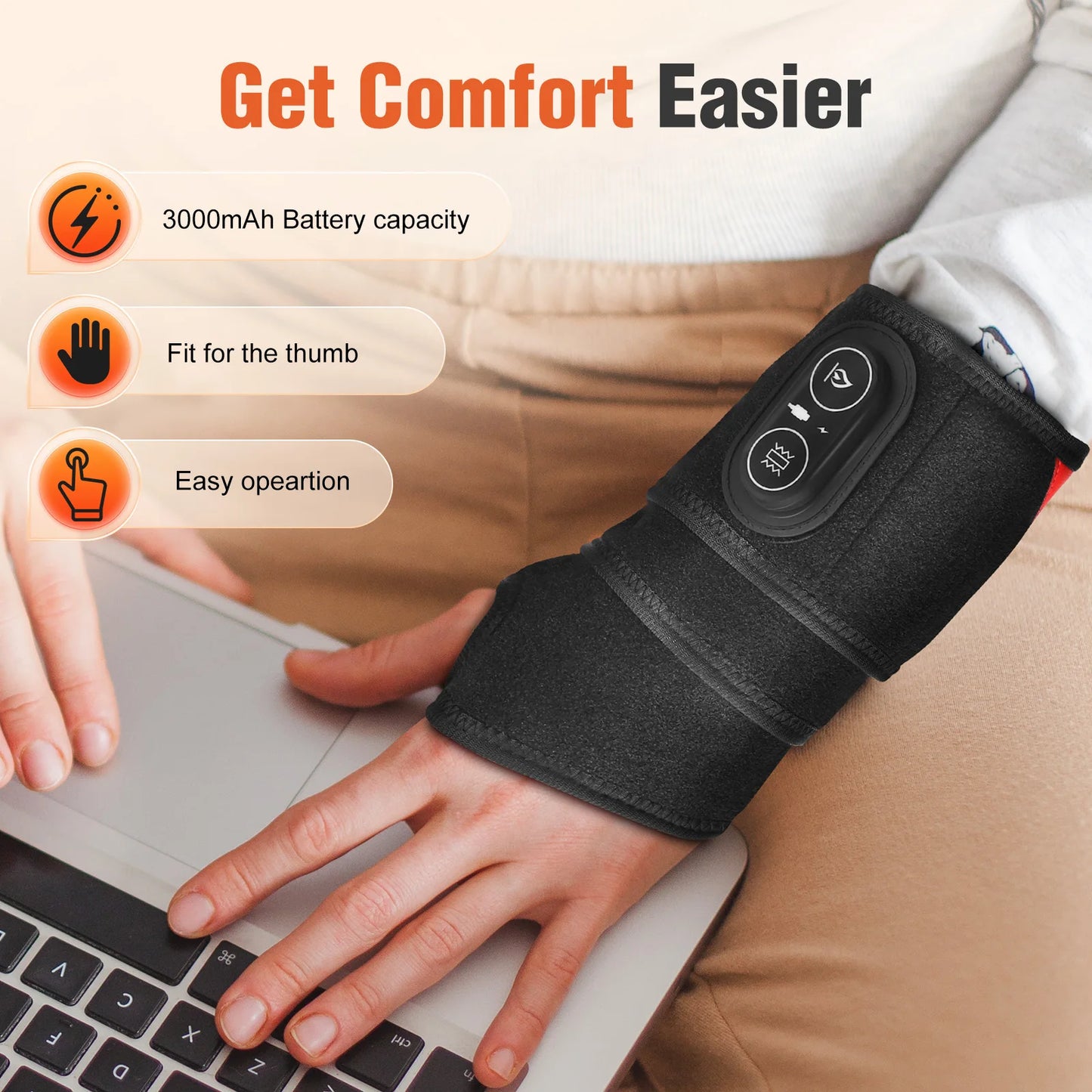 36pcs LED Beads 660&850nm Red Light Vibration Heating Wrap Versatile Heating Pad Wrap for Knee, Elbow, Wrist, Ankle, Body