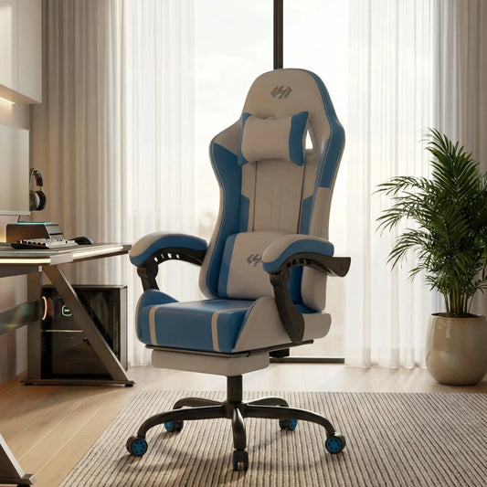 FRODROVIA Ergonomic Gaming Chair With Lumbar Massage And Retractable Footrest
