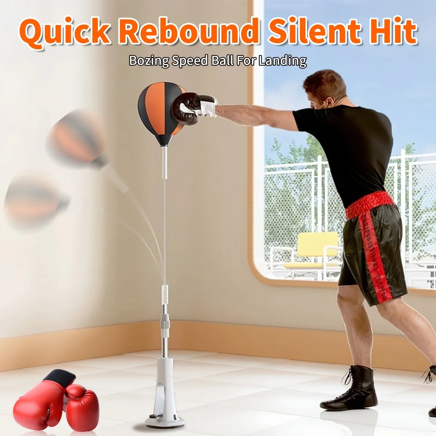Indoor Reaction Punching Ball for Boxing Training with Strong Suction Cup All-terrain Bases Adjustable Speed Ball Adult Youth