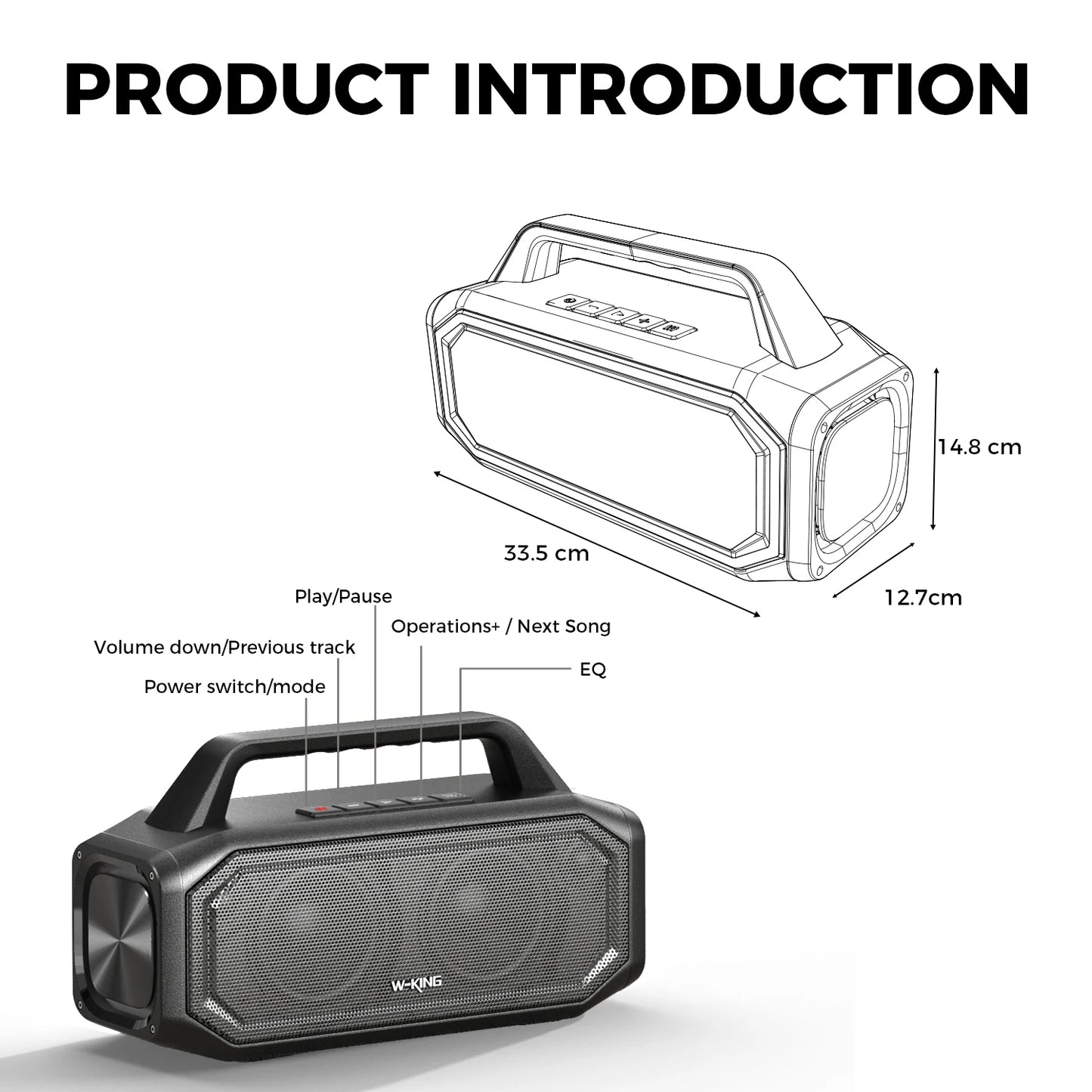 W-King BT261-2 Portable Bluetooth Speaker 80W IPX6 Waterproof Bass Boost